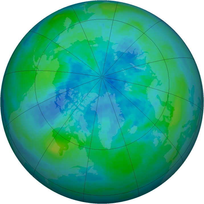 Arctic ozone map for 18 September 1993